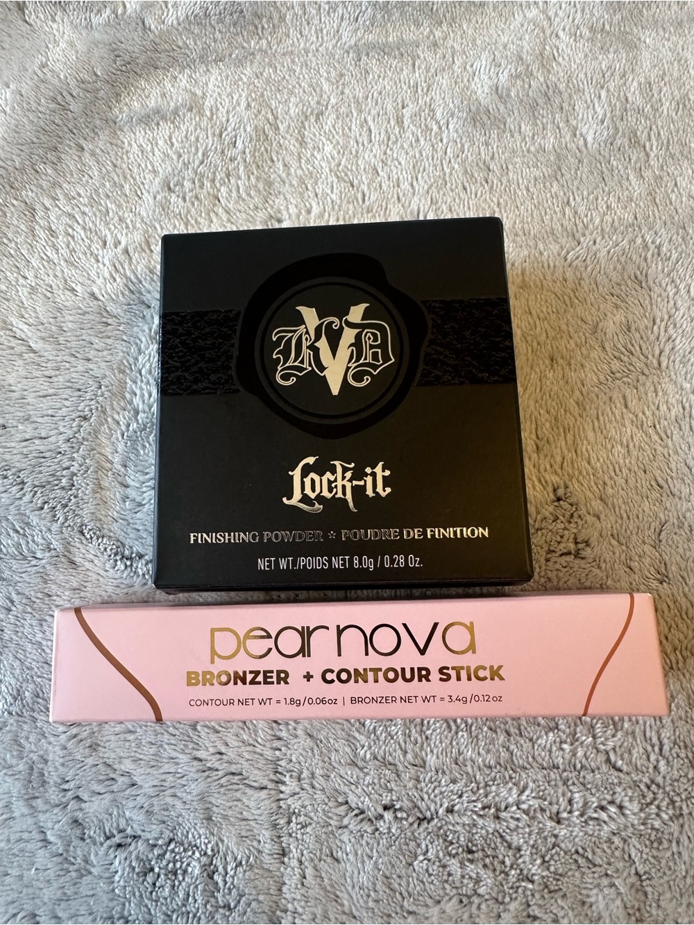 KVd Lock-It Finishing Powder & Pearnova Bronzer + Contour Stick - Black & Pink